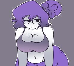 1girls 2025 breasts circular_glasses fanart fanart_from_twitter female female_only garlan_(haxxar) glasses oc original_character purple_hair tagme tagme_(artist) thighs