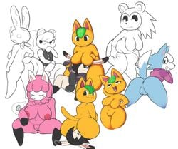 aintsmart alpaca animal_crossing breasts camelid canine feline female francine_(animal_crossing) group labelle_able lagomorph male mammal marshal_(animal_crossing) nintendo penis porcupine pussy rabbit reese_(animal_crossing) rodent squirrel tangy_(animal_crossing)