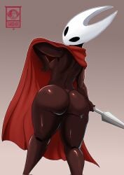 1girls ass big_ass breasts dark-skinned_female female flashing_breasts hollow_knight hornet_(hollow_knight) nude partially_clothed shini_alonzo tagme