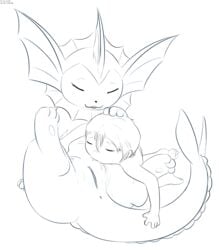 age_difference alliums_(artist) anus breastfeeding closed_eyes eeveelution human interspecies mammal nintendo pokémon_(species) pokemon pussy vaporeon video_games young