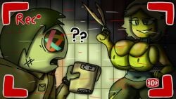 1boy 1girls ?? big_breasts breasts cleavage clothed female folder layunu male recording roblox scissors soylave tagme tiktoker youtube youtube_hispanic youtuber