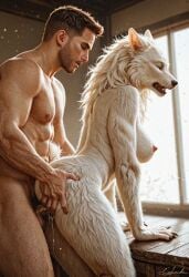 1boy 1girls 2025 ai_generated anthro anus arctic_wolf ass ass_grab bent_over breasts brown_hair butt_grab canid canine claws closed_eyes cum cum_inside desertwolfman doggy_style female from_behind fur furry human interspecies looking_pleasured male male/female male_human/female_anthro mammal naked naked_female naked_male nipples nude nude_female nude_male open_mouth penis pussy realistic rear_view sex sharp_teeth standing standing_sex table tagme vaginal_penetration vaginal_sex white_body white_fur window wolf wolf_girl