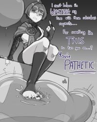 angry balloon balloon_fetish barefoot english_text femboy foot_fetish genericlooner genshin_impact hoyoverse male middle_finger nail_polish scaramouche_(genshin_impact) stomping
