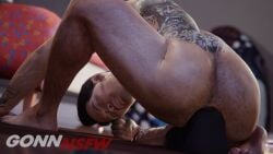 3d anal anal_sex big_dildo black_dildo body_hair dildo dildo_in_ass dildo_penetration dildo_riding dildo_sitting gay gonnnsfw kenshi_takahashi male mortal_kombat mortal_kombat_1_(2023) muscular muscular_male netherrealm_studios penetration riding_dildo solo solo_focus solo_male tattoo tattoo_on_back tattoos thrusting_into_ass