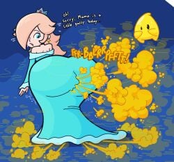 bent_over big_ass blue_eyes fart fart_cloud fart_everywhere fart_fetish farting fat_ass luma mario_(series) nintendo princess_rosalina sorollos super_mario_bros. super_mario_galaxy sweat