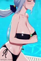 1girl 1girls accidental_exposure ai_generated big_ass big_breasts bikini blue_hair brown_dust_(series) brown_dust_2 diving female jumping large_ass large_breasts longer_than_10_seconds morphea_(brown_dust_2) pool poolside red_eyes running solo solo_female solo_focus sound sound_effects swimming tagme twintails underwater velvet_nymph video water