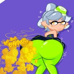 1girls big_ass fart fart_cloud fart_fetish farting fat_ass female looking_back marie_(splatoon) orange_eyes sorollos splatoon splatoon_(series) trembling white_hair