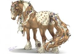 2025 animal_genitalia animal_pussy animal_vulva brown_body brown_fur curly_mane dated equid equine equine_genitalia equine_pussy equine_vulva female female_feral feral fur genitals hi_res horse looking_at_viewer mammal mane mouth_closed orange_mane orange_tail purple_eyes pussy quadruped rufciu signature simple_background solo tail white_background white_body white_fur white_mane white_tail