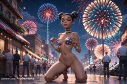 1girls 6+boys aerial_fireworks ai_generated american_flag_bikini artist_name bikini bikini_top_only black_hair bottomless breasts building bumblebee_(dc) car choker closed_eyes crowd dark-skinned_female dark_skin dc dc_comics double_bun exhibitionism eyeshadow female fireworks flag_print hair_bun hi_res high_heels jewelry kneeling lips makeup male medium_breasts motor_vehicle multiple_boys navel night night_sky nipples one_breast_out outdoors progenarts public_indecency pussy red_footwear sky solo_focus swimsuit teen_titans thighs uncensored