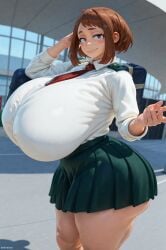 1girls ai ai_art ai_generated artista: boku_no_hero_academia breast_grab breasts enormous_ass enormous_breasts enormous_thighs female huge_ass huge_breasts huge_butt hyper_ass hyper_belly hyper_breasts hyper_butt my_hero_academia ochako_uraraka onlyforyou720 onlyforyou_3e3 school school_uniform schoolgirl student students uniform uraraka_ochako