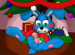 anus balls candy candy_cane christmas christmas_tree cpctail five_nights_at_freddy's five_nights_at_freddy's_2 food gift hi_res holidays lagomorph male mammal mittens ornaments paws penis rabbit solo toy_bonnie_(fnaf) tree video_games