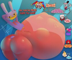 1ambiguous 1boy 3boys 3girls afraart ambiguous_gender anthro asking_a_question big_ass big_ass_(male) big_belly big_butt bubble_(the_amazing_digital_circus) female female_prey furry gangle_(the_amazing_digital_circus) jax_(tadc) jax_(the_amazing_digital_circus) kinger_(the_amazing_digital_circus) male male_focus male_pred male_prey overalls pomni pomni_(the_amazing_digital_circus) purple_body purple_skin ragatha ragatha_(the_amazing_digital_circus) red_text speech_bubble struggling_prey text text_bubble the_amazing_digital_circus thick_thighs vore vore_belly yellow_sclera yellow_teeth zooble_(the_amazing_digital_circus)