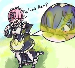2girls blush clothed dominant dominant_female domination face_fart face_farting face_in_ass facefart facefarting fart fart_cloud fart_fetish fart_in_face fart_torture farting female female_only humiliation kyrixvix ramona_flowers re:zero_kara_hajimeru_isekai_seikatsu rem_(re:zero)