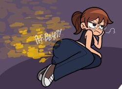 1girls annoyed_expression big_ass fart fart_cloud fart_fetish farting fat_ass female glasses jeans julie_powers scott_pilgrim sorollos