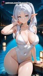 1girls 2025 aerial_fireworks ai_assisted ai_generated anime arm_support artist_name aurora bangs big_breasts big_breasts big_breasts big_chest breast breasts breasts breasts building bush bust busty castle chest christmas_tree city_lights cityscape covered_navel crescent_moon dark_elf earrings elf explicit female fireflies fireworks frieren full_moon hi_res high_quality high_resolution highres jewelry lake lamppost lantern large_breasts long_hair looking_at_viewer moon moonlight night night_sky one-piece_swimsuit onsen outdoors palm_tree patreon patreon_username pointy_ears pool poolside reflection shooting_star sitting sky skyline skypassion skyscraper solo sousou_no_frieren stable_diffusion star_(sky) starry_sky swimsuit thighs tree twintails water watermark wet white_swimsuit wide_hips