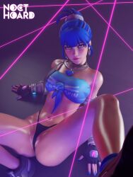 1female 1girls 3d 3d_(artwork) 3d_model 3d_render black_panties blender blue_hair blue_nails brown_eyes clothing club crop_top d.va fearless_d.va female hoop_earrings laser laying_back laying_down laying_on_back laying_on_floor laying_on_ground le_sserafim looking_at_viewer necklace nocthoard non_nude oil oiled oiled_body oiled_skin overwatch overwatch_2 panties pink_lips pink_lipstick pose solo solo_female solo_focus spread_legs tattoo thick_ass thick_thighs thong topwear wet wet_body wet_skin