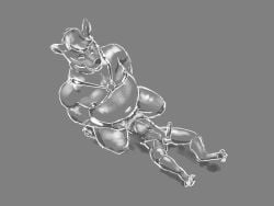 2021 anthro balls bondage bondage bound digital_media_(artwork) duo erection genitals grey_background hands_behind_back harness jeri_kleinlowe male male/male mammal muscular nude penis simple_background size_difference