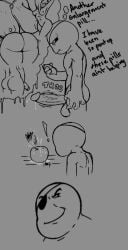 ass big_breasts breasts cain_(the_binding_of_isaac) dialogue driving_in_my_car_right_after_a_beer egg_sack eve_(the_binding_of_isaac) exclamation_point eyepatch fantasizing female guilboss large_penis male mom_(the_binding_of_isaac) monochrome motion_lines nest nude nude_female nude_male penis penis_enlargement penis_enlargement_pills pills small_breasts solo_focus spider text the_binding_of_isaac throbbing_penis zoophilia zoophillia