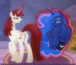 anus blush crotchboobs dou fausticorn female friendship_is_magic haze magic my_little_pony princess_luna_(mlp) pussy smudge_proof