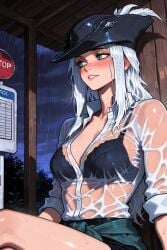 1girls 2025 ai_generated anime anime_style background biting_lip black_bra bloodborne blush blush_lines blushing_at_viewer blushing_female bra bra_visible_through_clothes breasts bus_stop clothed clothing female female_focus female_only fromsoftware green_eyes lady_maria_of_the_astral_clocktower light-skinned_female light_skin looking_pleasured night ponytail raining shirt smile smiling tagme tricorne uncensored uncensored_breasts underwear video_game video_game_character video_game_franchise video_games wet wet_body wet_clothes wet_clothing wet_shirt white_hair white_shirt