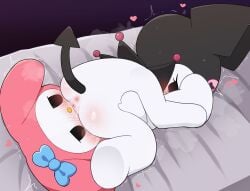 0227 69_position absurd_res anthro anus ass biped blush bodily_fluids cunnilingus duo eyelashes female female/female genital_fluids genitals hi_res kuromi lagomorph leporid lying mammal my_melody onegai_my_melody oral pussy rabbit sanrio sex simple_background thick_thighs three-quarter_view vaginal_fluids vaginal_penetration vulva white_body