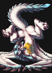 2015 ambiguous_gender animal_genitalia anus armor capcom claws closed_eyes dragon feral flying_wyvern genital_slit hi_res larynkir male_only monster_hunter nude open_mouth rathalos scalie simple_background slit solo spread_legs spreading thesecretcave tongue video_games wings wyvern