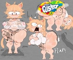 anthro big_areola big_ass big_breasts blacked bnwo body_writing butt_slap cartoony cat_ears chubby edit edited large_ass large_breasts long_nipples neco-arc purple_yoshi_draws qos qos_tattoo slightly_chubby sound_effects