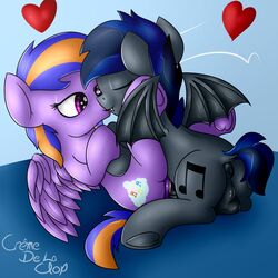 balls bat_pony bat_wings cremedelaclop_(artist) equine fan_character fangs female horse kissing lying male mammal membranous_wings missionary_position my_little_pony on_back pegasus penis pony pussy sex wings