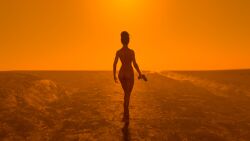 1girls 3d back_view completely_nude completely_nude_female cyberpunk_2077 daz3d daz_studio female full_body gun nude nude_female o97t5s panam_palmer solo