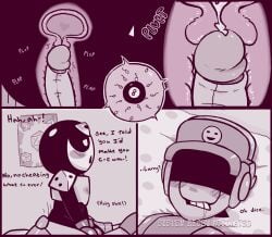 67 brawl_stars cervical_kiss cervical_penetration cervix clanker comic cum cum_in_pussy cum_in_uterus cum_inside dialogue drooling female impregnation inside_view interspecies interspecies_impregnation interspecies_sex larry_(brawl_stars) male male/nonbinary meeple_(brawl_stars) nonbinary oblivious oblivious_to_impregnation on_bed passing_out pussy robot robot_boy robot_humanoid self_upload text tipslog trans uterus womb