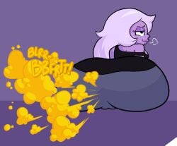 1girls amethyst_(steven_universe) big_ass fart fart_cloud fart_fetish farting fat_ass female purple_skin smile sorollos steven_universe white_hair