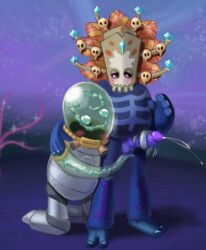 1boy 1other 2_toes 4_fingers ambiguous_gender anthro artist_upload balls big_blue_bubble big_penis blue_body blush blush bone boodoo crystal cum cumshot ejaculation ethereal_island ethereal_monster evilevilevil fondling_balls full_body green_sclera hand_on_shoulder handjob handjob_from_behind holding_balls humanoid long_penis looking_at_partner male mask masked_male monster my_singing_monsters nebulob on_knees penis pink_eyes purple_penis self_upload skull skull_mask space_helmet spacesuit tentacle_arms tentacle_wrapped_around_penis translucent_arms translucent_head white_eyes yellow_mouth