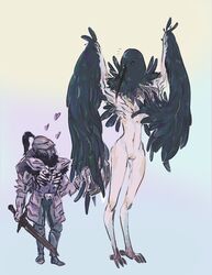 avian beak bird breasts corvid crow crow_demon dark_souls dark_souls_2 demon female fromsoftware heart ornifex unknown_artist