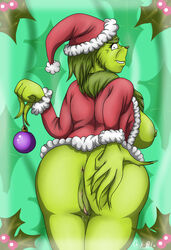 1girls 2015 anus ass ass_grab big_ass big_breasts big_butt breasts chikiota christmas curvy dat_ass dr._seuss dr_seuss female female_only green_hair grinch hair heart holidays how_the_grinch_stole_christmas how_the_grinch_stole_christmas_(2000) huge_breasts imagine_entertainment inviting jim_carrey looking_at_viewer looking_back mistletoe nipples nude nudity ornaments pussy pussy_juice rule_63 santa_claus_(cosplay) sideboob smile solo the_grinch the_grinchess universal_pictures universal_studios vaginal_secretions vulva