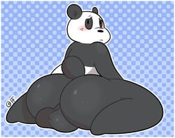 ass backsack balls bear blush bubble_butt fanface large_ass male male_only mammal nude panda panda_(character) pose simple_background solo we_bare_bears