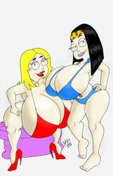 alternate_breast_size american_dad big_breasts breasts female female_only francine_smith hayley_smith huge_breasts human maxtlat milf multiple_females