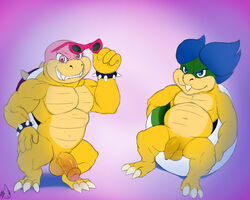 2boys barefoot eyewear flaccid foreskin grin half-erect humanoid_penis koopa koopaling long_foreskin looking_at_viewer ludwig_von_koopa male male_only mario_(series) multiple_boys muscular naughty_face nintendo nude partially_retracted_foreskin penis reclining retracted_foreskin roy_koopa scalie seyrmo shell signature sitting slightly_chubby solo spiked_bracelet standing sunglasses uncircumcised uncut vein veiny_penis video_games yaoi