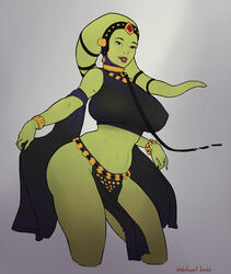 belly_dancer big_breasts breasts female green_skin oola slave star_wars thick_thighs twi'lek wahafagart wide_hips