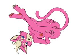 anthro breasts chronoreaper feline female female_only fur katt_monroe looking_at_viewer lying mammal nintendo nude on_back pink_fur pussy smile solo star_fox video_games