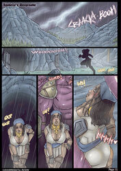 1girls 2015 2boys cleavage color comic darkspawn dragon_age dragon_age_2 female huge_breasts imminent_rape isabela large_breasts multiple_boys nikraria page_1 page_number uncensored