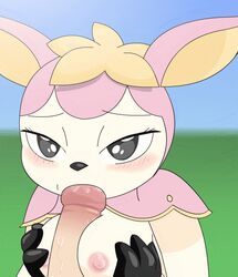 alfa995 animated anthro black_nose breasts cervine deer deerling fellatio female looking_at_viewer loop male mammal nintendo nipples oral outercourse paizuri penis pokémon_(species) pokemon saliva sex solo_focus straight