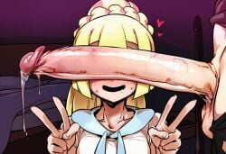 ai_generated brother_and_sister cant_see_the_haters consensual_incest double_v gladion_(pokemon) huge_cock imminent_incest imminent_sex incest lameai lillie_(pokemon) long_penis penis_on_face pokemon