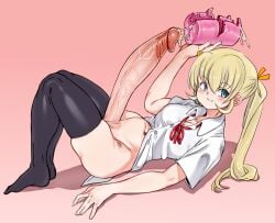 1futa 2025 2d asakura_mao belly_button blonde_hair blue_eyes blush blushing bottomless broken_sex_toy clothed clothing cock cum dick erect_penis erection futa futa_only futabu futanari genital_fluids genitals half_naked huge_cock human intersex light-skinned_futanari light_skin long_hair lying lying_on_back on_back onahole partially_clothed penis secunduspublius sex_toy solo solo_futa thighhighs thighs twintails vein veins veiny veiny_penis