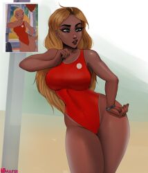 1girls athletic athletic_female big_breasts biracial breasts brown_skin brown_skinned_female caucasian caucasian_female cleavage clothing curvaceous curvaceous_female curvy_female dark_skin female female_focus female_only fit fit_female gal hawaiian human large_breasts lifeguard lifeguard_(lilo_and_stitch) lilo_and_stitch nyuunzi olive_skin olive_skinned_female public solo swimwear tan_body tan_skin tanline tanned tanned_female tanned_skin thick_thighs thighs very_tall very_tall_female wide_hips wristwear