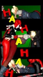 2girls batman_(series) dc female ginkasu harley_quinn joker multiple_girls source_filmmaker threesome