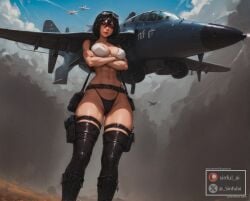 1girls abs ai_generated aisinful areola areola_slip attack_on_titan black_hair female female_only hi_res highleg leather mikasa_ackerman muscular muscular_female shingeki_no_kyojin short_hair thick_thighs thighhighs thong tomboy wide_hips