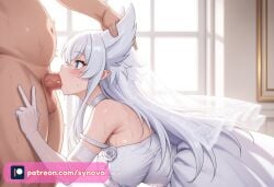 ai_generated big_ass big_breasts blowjob breasts deepthroat fenrys lv2_kara_cheat_datta_motoyuusha_kouho_no_mattari_isekai_life ryuuziken01 sweat wet_clothes wet_hair