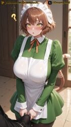 2025 ai ai_assisted ai_generated anime anime_style anya_fromel artist_name blush breasts brown_hair cat_ears cat_girl cat_tail catgirl dreamyan_ai dungeon_ni_deai_wo_motomeru_no_wa_machigatteiru_darou_ka hi_res high_quality high_resolution highres patreon penis_bulge short_hair slit_pupils thick_ass thick_thighs thighs uncensored white_body white_skin yellow_eyes
