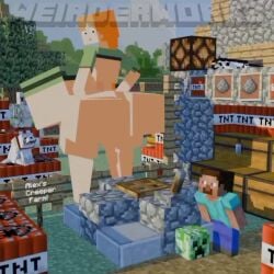 1girls alex_(minecraft) anal_expulsion anal_insertion anal_sex anal_vore animated anthro anus belly breasts creeper_(minecraft) fart fart_cloud female iron_golem_(minecraft) larger_female minecraft moan red_hair smoke smoke_cloud sound steve_(minecraft) tagme unwilling_prey video voice_acted vore weight_gain weirderworkz wolf_(minecraft)