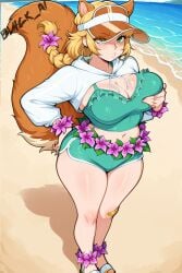 ai_generated beach bikini bl4ck_ai blonde_hair chubby marvel marvel_rivals squirrel_girl_(marvel) squirrel_girl_(marvel_rivals) suggestive tagme thighs